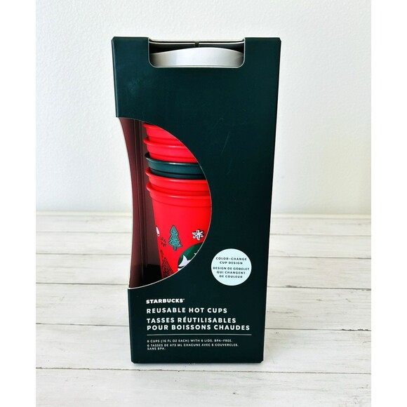 Starbucks Other - Starbucks 25 Year Holiday Color Changing Reusable Hot Cups 6-Pack 16oz NEW 2022